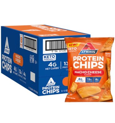 Atkins Protein Chips Nacho Cheese. 8 bolsas