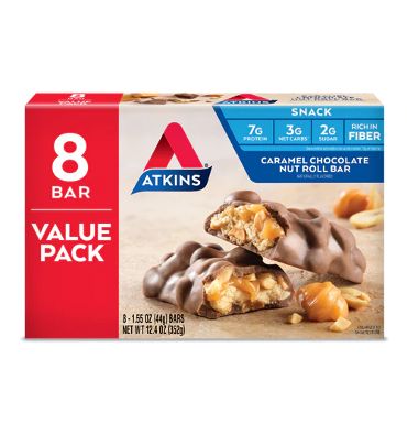 Snack Bar Value Pack Caramel Chocolate Nut Roll. 8 barras
