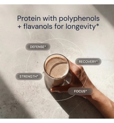 Longevity Protein Chocolate RECOVERY • FOCUS • VITALITY. 30 day