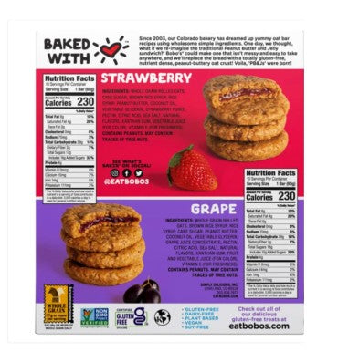 Sandwich de Avena, sabor Fresa y Uva. 20 pack