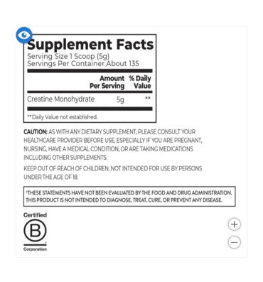 Creatina Micronizada y Monohidratada. 675 gr.