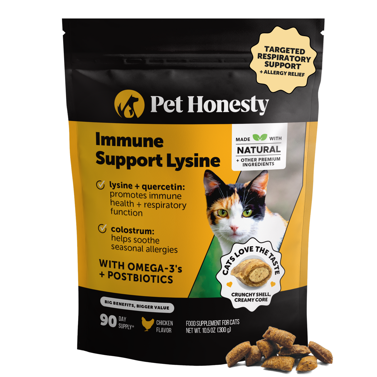 Pet Honesty Immune Support Lysine Dual Texture gatos sabor Pollo, 298 g / 10.5 oz, 90 días, SKU PH-3778398