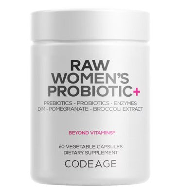 Probióticos + Prebióticos y Enzimas RAW para Mujer, 100 billones CFU. 60 Vcaps