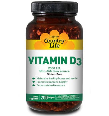 Vitamina D3 2,500 IU. 60 y 200 Softgels