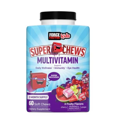 Multivitamínico para Niños +4  Super Chews 3 sabores. 60 tabs masticables