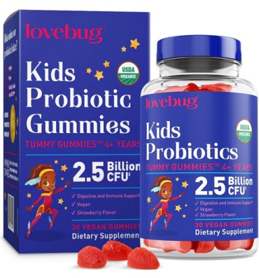 Probióticos para Adultos y Niños +4 sabor Fresa, 2.5 billones.30 gomitas