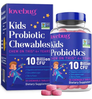 Probióticos para Niños +4, 10 billiones sabor berrie. 30 Chewable Tabs
