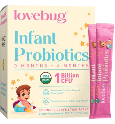 Probióticos Orgánicos para Bebés  (1 billón) y apoyo contra Cólico. 30 pack