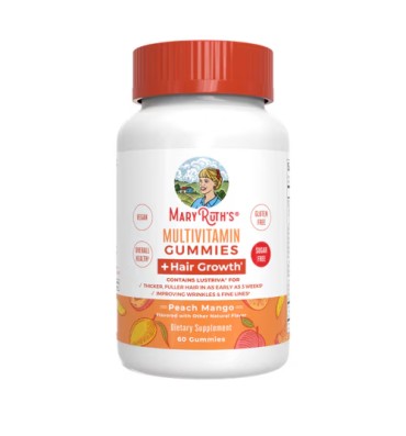 Multivitamínico + Suplemento para Caída de Cabello, libre de Azúcar sabor Durazno Mango. 60 gomitas