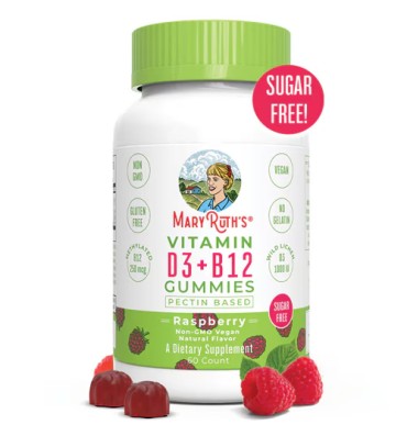 Vitamina D3 y B12 sin azúcar sabor Frambuesa. 60 gomitas