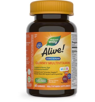 Multivitamínico para Niños +2, Alive! Sin Azúcar, sabor Berries Citro.  40 Gomitas.