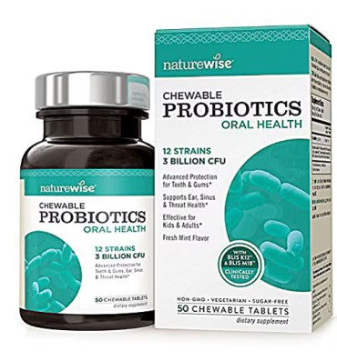 Probióticos para toda la familia, Time Release, 3 billones, sabor menta fresca. 50 tabs masticables.