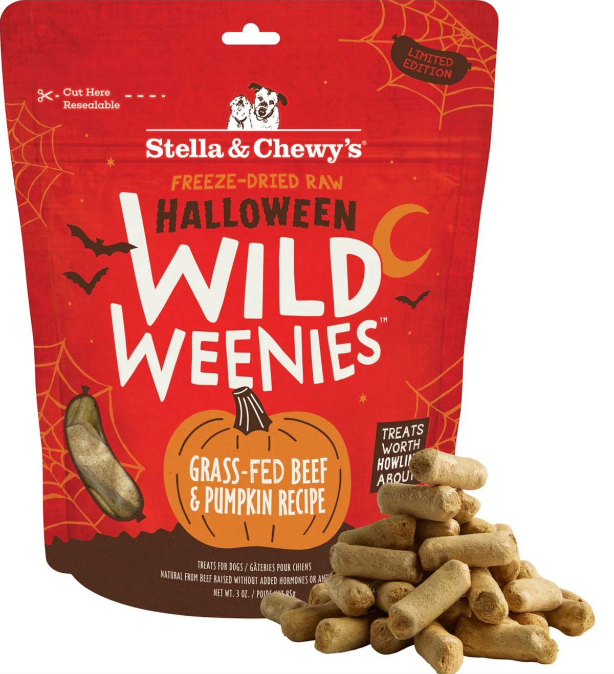 Stella & Chewy's Wild Weenies Premios Crudos Liofilizados para Perros — Res y Calabaza / 85 g