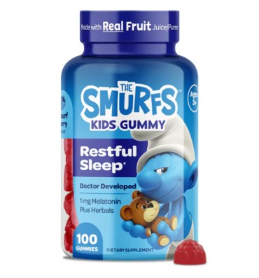 Gomitas de Melatonina y Hierbas para Niños +3, The Smurfs sabor Berries. 2 opc