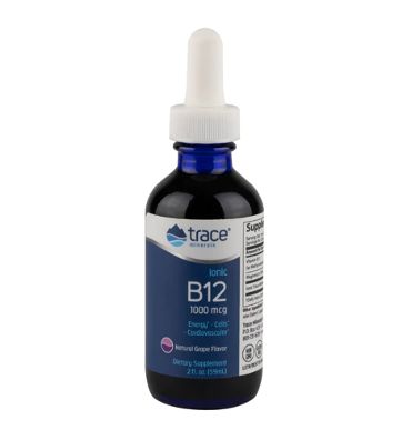 Vitamina B12 líquida iónica, sabor Uva 1000 mcg, 59 ml.