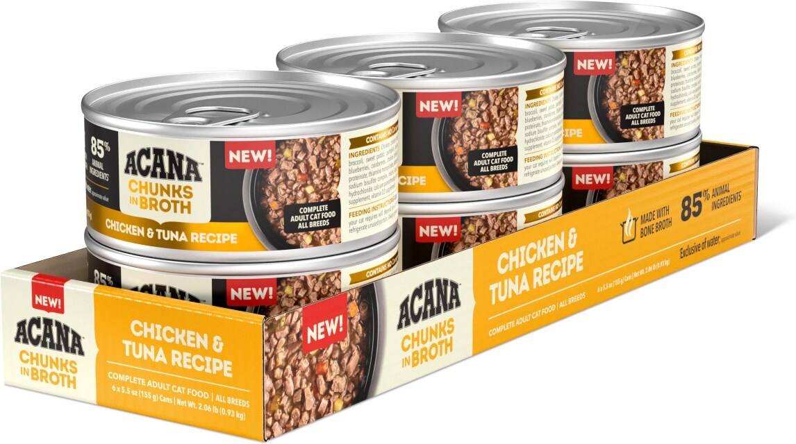 ACANA Chunks in Broth pollo y atún, 155 g × 6 latas