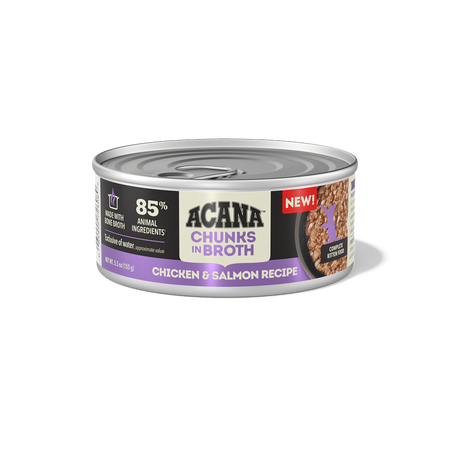 ACANA Chunks in Broth Kitten, pollo y salmón, lata de 155 g