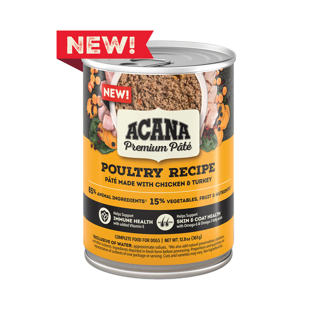 ACANA Premium Paté receta de aves lata de 363 g, caja de 12