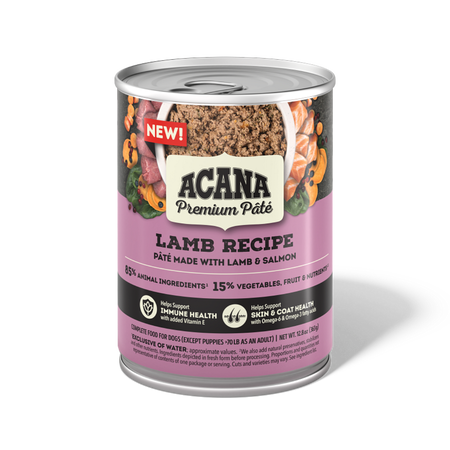 ACANA Premium Paté receta de cordero lata de 363 g, caja de 12