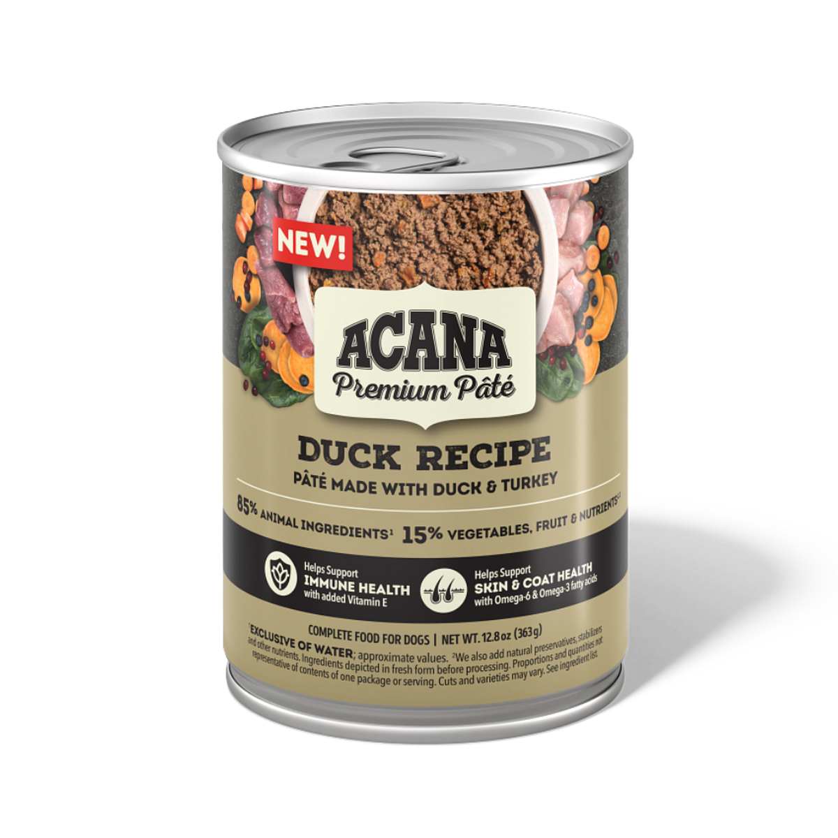 ACANA Premium Paté receta de pato lata de 363 g, caja de 12