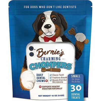 Bernie's, Charming Chompers, cuidado dental + apoyo digestivo, 12 / 18 / 22 / 30 masticables.