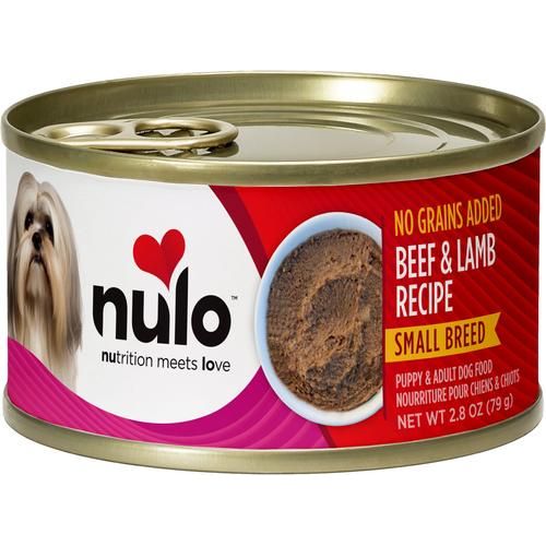 Nulo, Paté Small Breed Chicken & Shrimp, Pollo + Camarón + Camote + Calabaza con L-Carnitina, Sin Granos, Cachorros y Adultos, 79 g × 12 latas