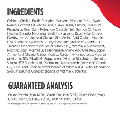 Nulo, Savory Stews Ancient Grains Chicken & Mackerel, Pollo + Caballa + Calabaza + Quinoa Roja en Caldo, Cachorros y Adultos, 170 g × 8 latas