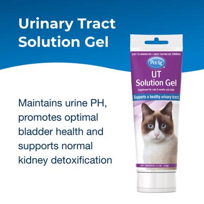 PetAg, UT Solution Gel, DL-Methionine + Cranberry + Oregon Grape Root + Vitamin C, para Gatos, 100 g.