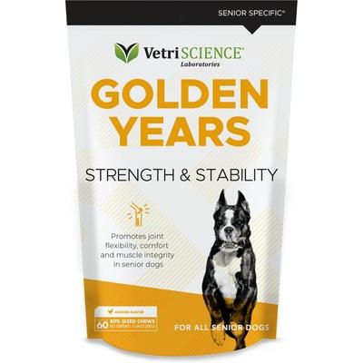 Suplemento masticable Golden Years con sabor a pollo para fortalecer y estabilizar las articulaciones de perros mayores, 60 unidades