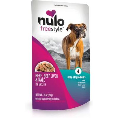 Nulo, FreeStyle Meaty Pouches Chicken, Duck & Kale, Pollo + Pato + Col Rizada en Caldo, Perros, 80 g × 24 bolsas