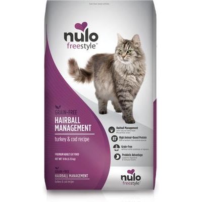 Nulo, FreeStyle Hairball Management Turkey & Cod, Pavo + Bacalao para Control de Bolas de Pelo, Gatos Adultos, 1.81 / 6.35 kg