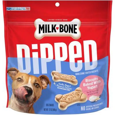 Galletas crujientes para perros bañadas en yogur de vainilla, bolsa de 12 oz, caja de 4