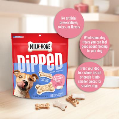 Galletas crujientes para perros bañadas en yogur de vainilla, bolsa de 12 oz, caja de 4