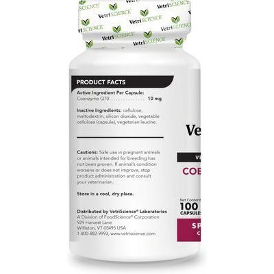 Cápsulas de coenzima Q10 de 10 mg, suplemento cardíaco para gatos y perros, 100 unidades