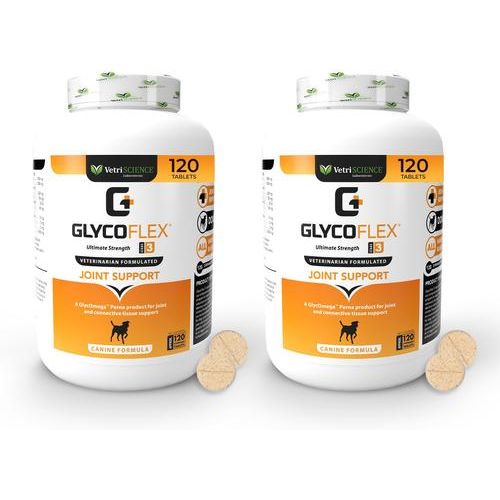 Tabletas masticables GlycoFlex Etapa III con sabor a pollo, suplemento para las articulaciones de perros, 120 comprimidos