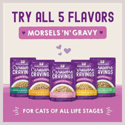 Alimento Húmedo Carnivore Cravings Morsels N Gravy para Gato sabor Salmón y Macarela 12 pack