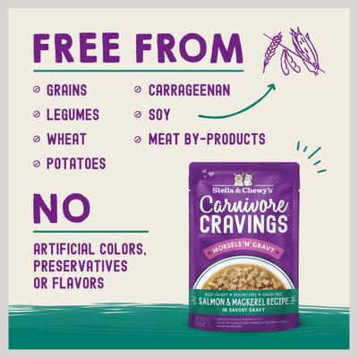 Alimento Húmedo Carnivore Cravings Morsels N Gravy para Gato sabor Salmón y Macarela 12 pack