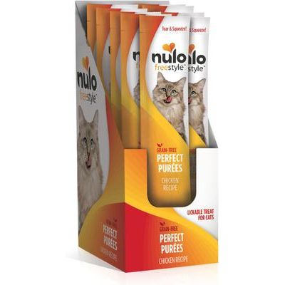Nulo, FreeStyle Perfect Purées Chicken, premio cremoso con prebióticos para gatos, 14 g × 48 tubos