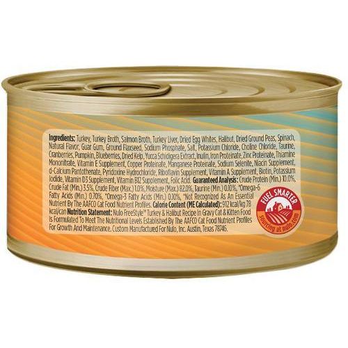 Nulo, FreeStyle Shredded Turkey & Halibut, Pavo + Fletán Desmenuzados en Salsa, Sin Granos, Gatos y Gatitos, 85 g × 24 latas