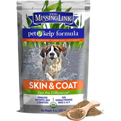 The Missing Link, Pet Kelp Skin & Coat, kelp orgánico + linaza + semillas de girasol + omegas, 227 g.