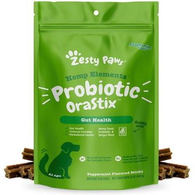 OraStix Hemp Elements con Probióticos para Salud Dental de Perros sabor Menta 12 oz