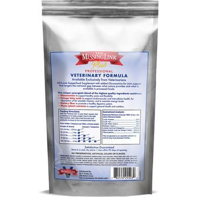 The Missing Link, Professional Veterinary Formula Hip, Joint & Coat, glucosamina + ácidos grasos omega + fibra, 454 g / 2.27 kg.