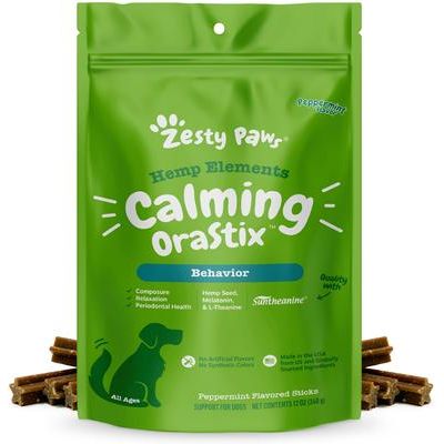 OraStix Hemp Elements con Melatonina para Salud Dental y Calma de Perros sabor Menta 2 presentaciones