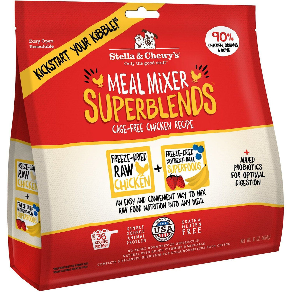 Superblends Cage-Free Chicken Recipe Meal Mixers Freeze-Dried Raw Dog Food Topper. 450 g.