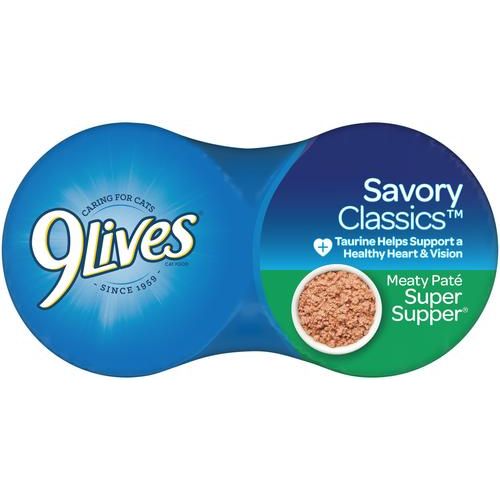 9Lives, Paté Super Supper, pescado + pollo, 156 g × 24 latas; 369 g × 12 latas.