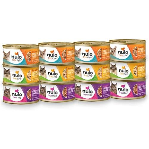 Nulo, FreeStyle Shredded Turkey & Halibut, Pavo + Fletán Desmenuzados en Salsa, Sin Granos, Gatos y Gatitos, 85 g × 24 latas