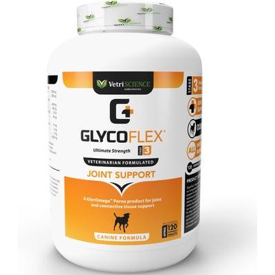 Tabletas masticables GlycoFlex Etapa III con sabor a pollo, suplemento para las articulaciones de perros, 120 comprimidos