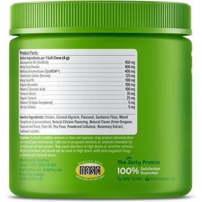 Hip & Joint Bites Hemp Elements con Glucosamina para Perros sabor Pollo 90 chews