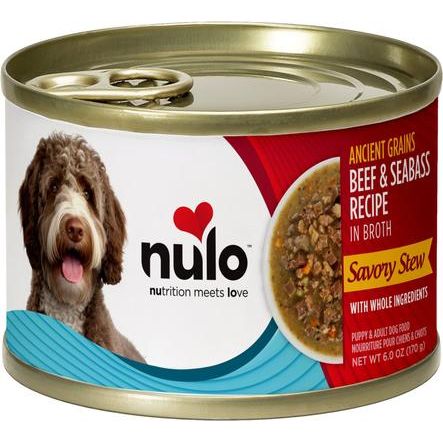 Nulo, Savory Stews Ancient Grains Chicken & Mackerel, Pollo + Caballa + Calabaza + Quinoa Roja en Caldo, Cachorros y Adultos, 170 g × 8 latas