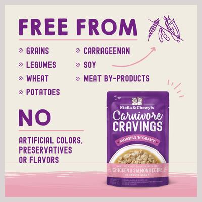 Alimento Húmedo Carnivore Cravings Morsels N Gravy para Gato sabor Pollo y Salmón 12 pack